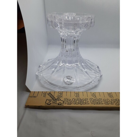 Vtg. Czech Republic 24% Lead Crystal Flared Candlestick Holder Taper Votive - Picture 6 of 7